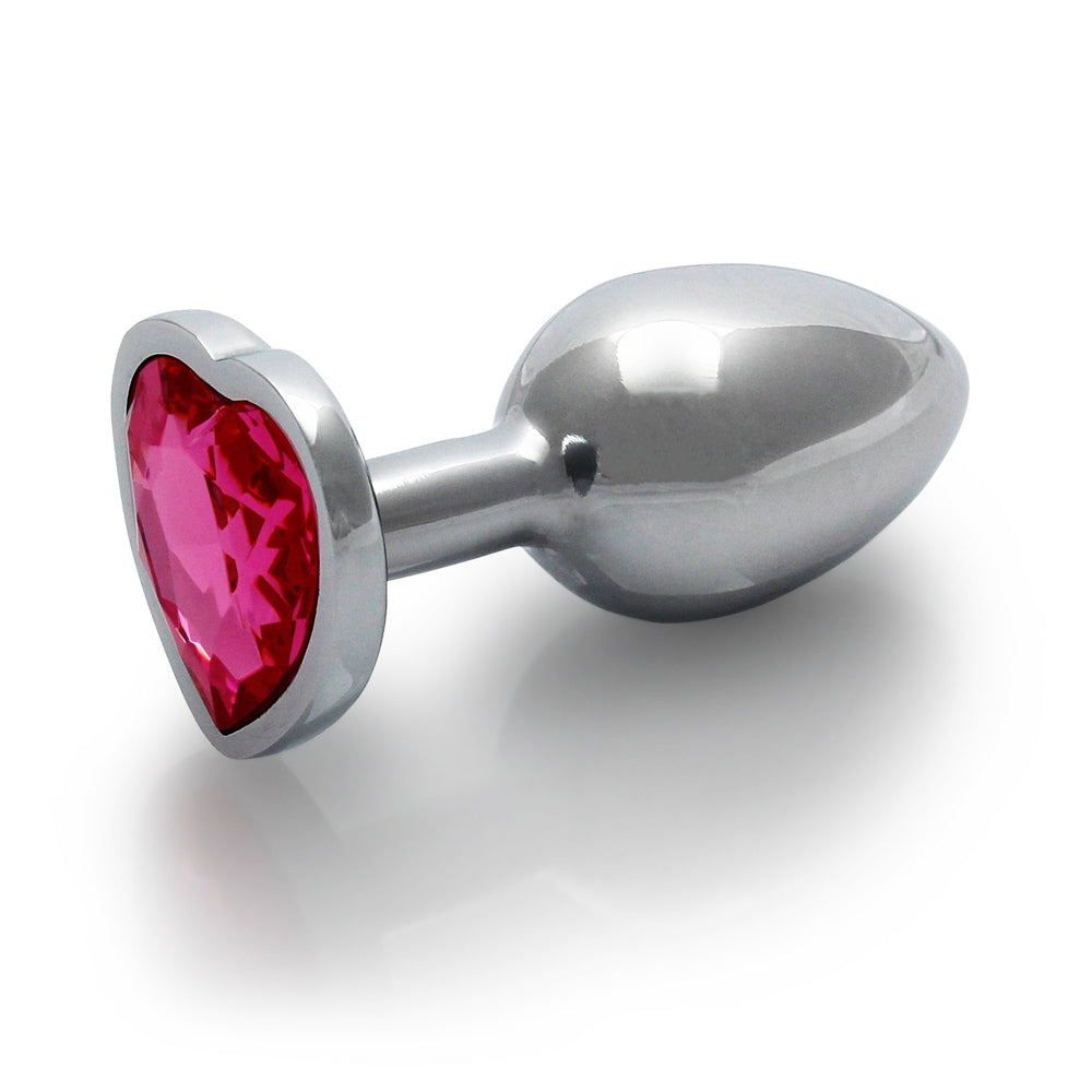 Shots Ouch! Heart Gem Butt Plug Small Silver/Rubellite Pink - Fantasies Boutique