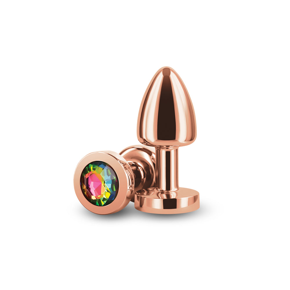 Rear Assets Petite Metal Anal Plug Rose Gold/Rainbow - Fantasies Boutique