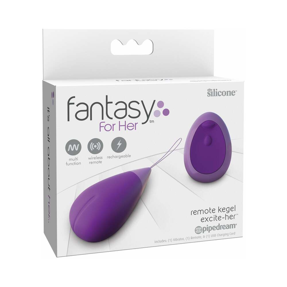 Fantasy For Her Remote Kegel Excite-Her Rechargeable Silicone Trainer Purple - Fantasies Boutique