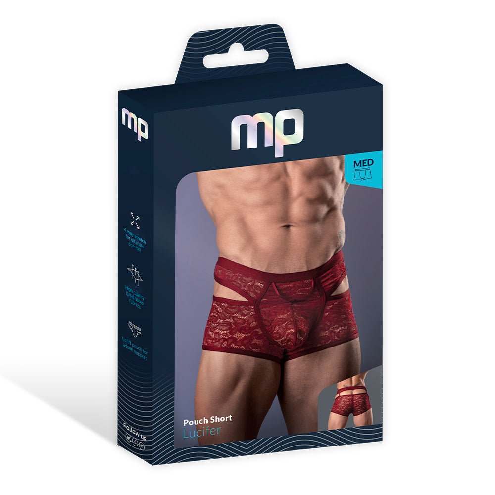 Male Power Lucifer Cutout Short Burgundy S