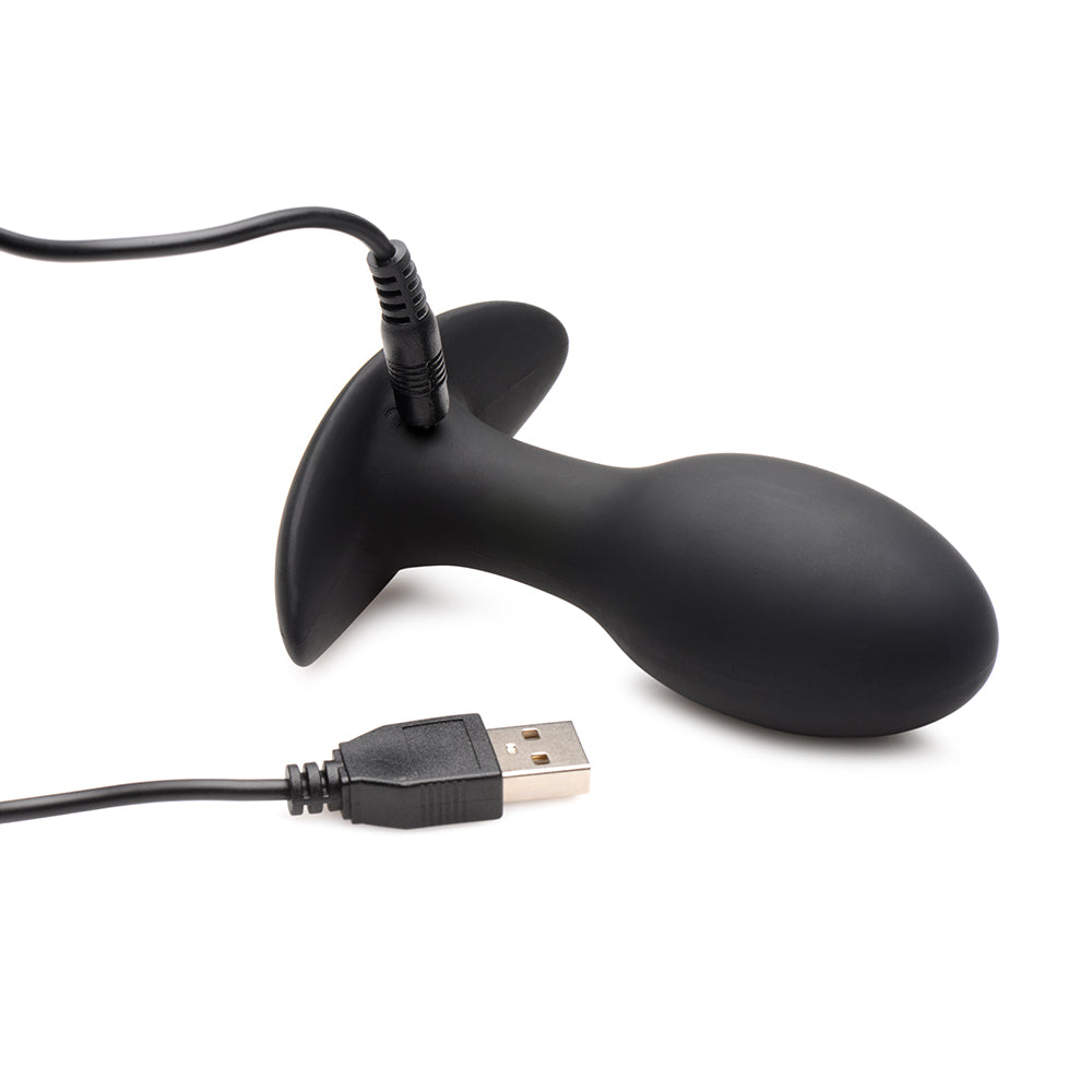 Curve Toys Rooster Rumbler Vibrating Silicone Anal Plug Medium Black - Fantasies Boutique