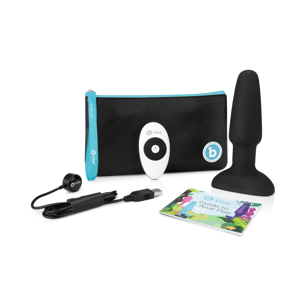 b-Vibe Rimming 2 Rotating and Vibrating Remote Control Plug Black - Fantasies Boutique