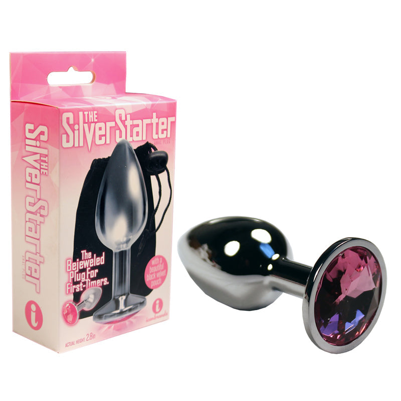 The 9's, The Silver Starter, Bejeweled Stainless Steel Plug Pink - Fantasies Boutique