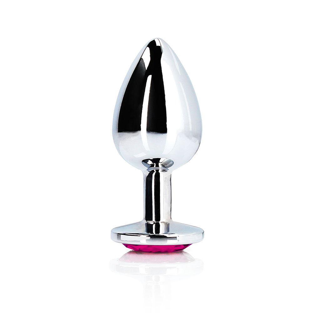 Shots Ouch! Heart Gem Butt Plug Small Silver/Rubellite Pink - Fantasies Boutique