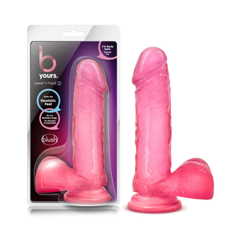 B Yours Sweet 'n Hard 2 Realistic 7.75 in. Dildo with Balls Pink - Fantasies Boutique