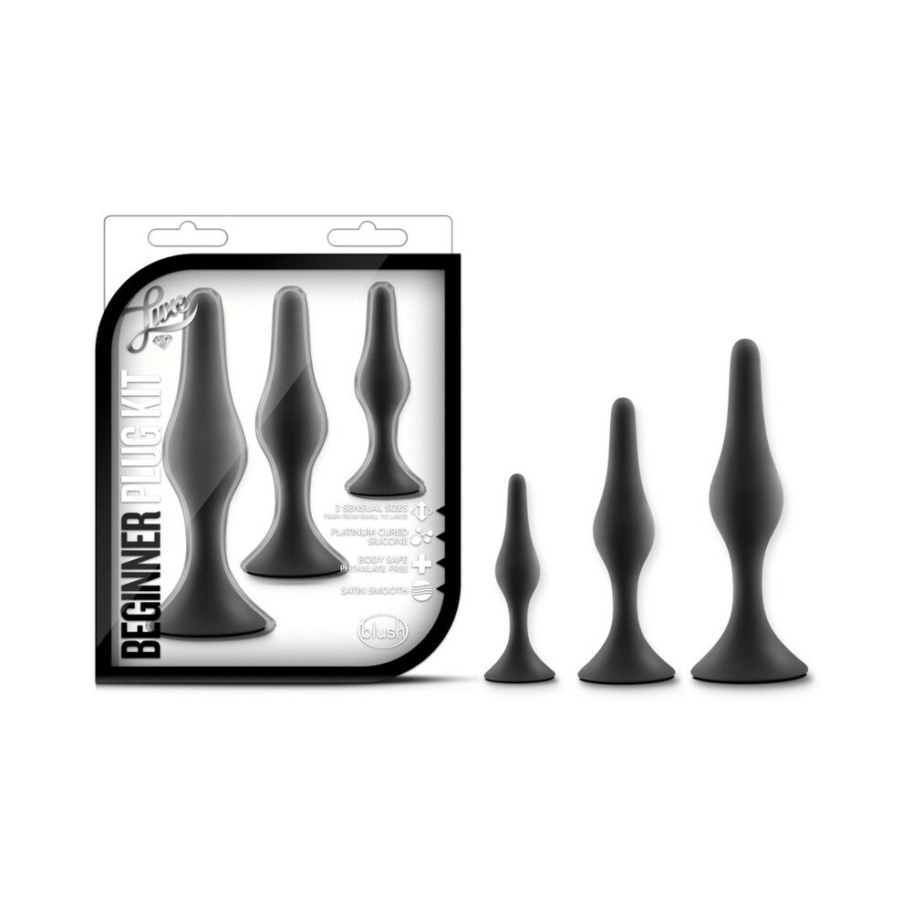 Blush Luxe 3-Piece Silicone Beginner Plug Kit Black - Fantasies Boutique