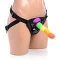 Strap U Proud Rainbow Silicone Dildo with Harness