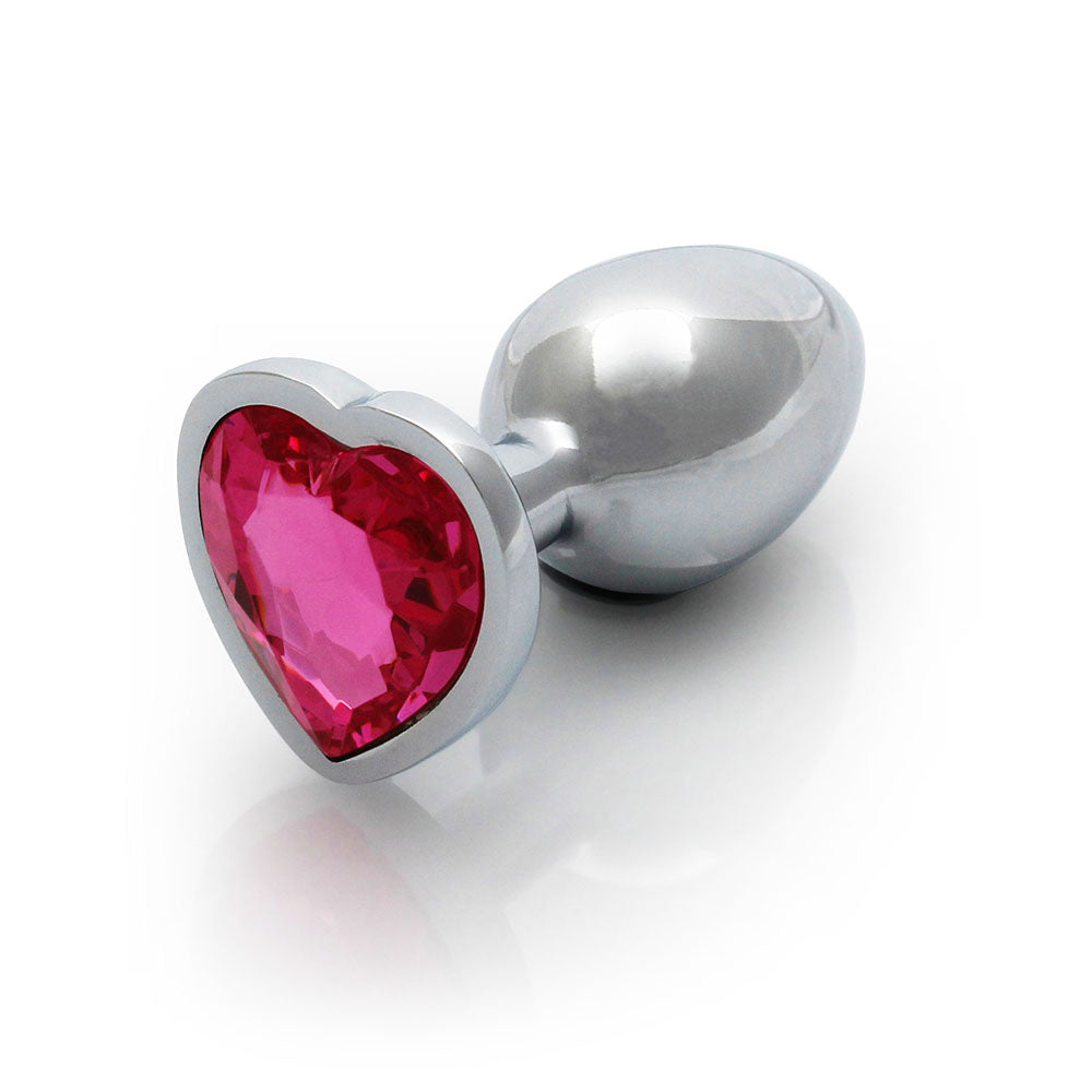 Shots Ouch! Heart Gem Butt Plug Small Silver/Rubellite Pink - Fantasies Boutique