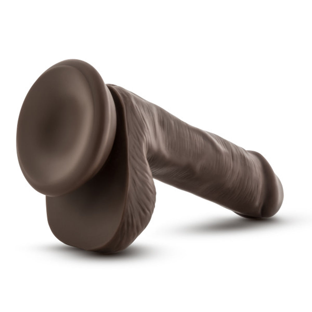Dr. Skin Plus Realistic 6 in. Triple Density Posable Dildo with Balls Brown