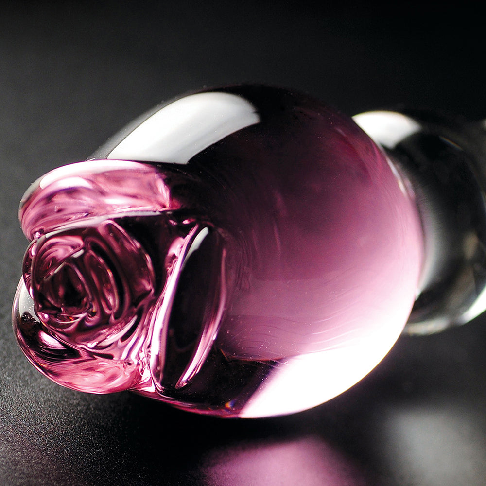 Icicles No. 12 Glass Massager with Rose Head Pink/Clear - Fantasies Boutique