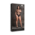 Shots Le Desir Shade Helike XLV 2-Piece with Open Cups, Crop Top & Panty Black Queen Size - Fantasies Boutique