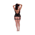 Magic Silk Rude Awakening Stirrup Chemise & Split Crotch Panty Set Black Queen Size - Fantasies Boutique
