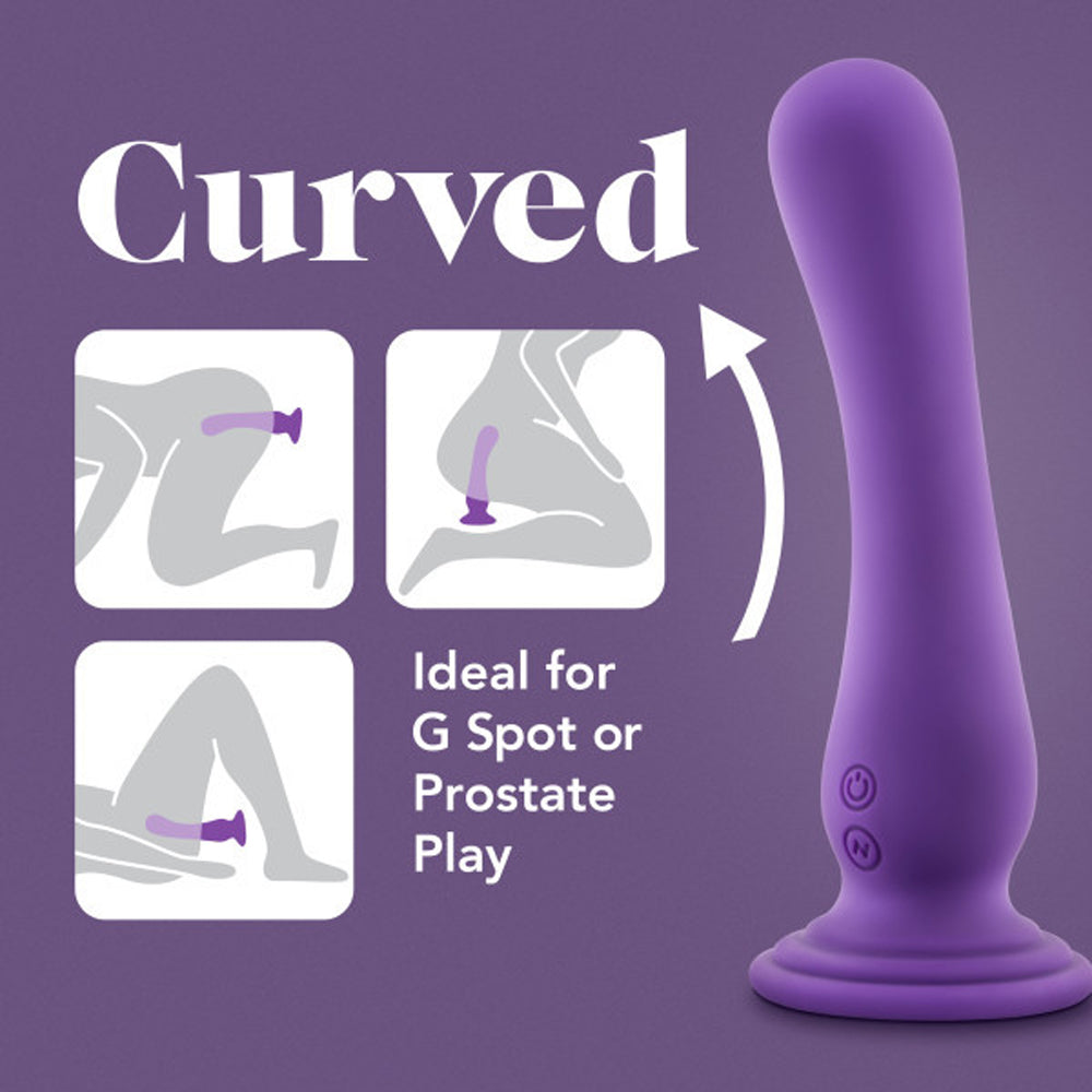 Impressions Ibiza Rechargeable Silicone 7.75 in. Vibrating Dildo with Suction Cup Plum - Fantasies Boutique