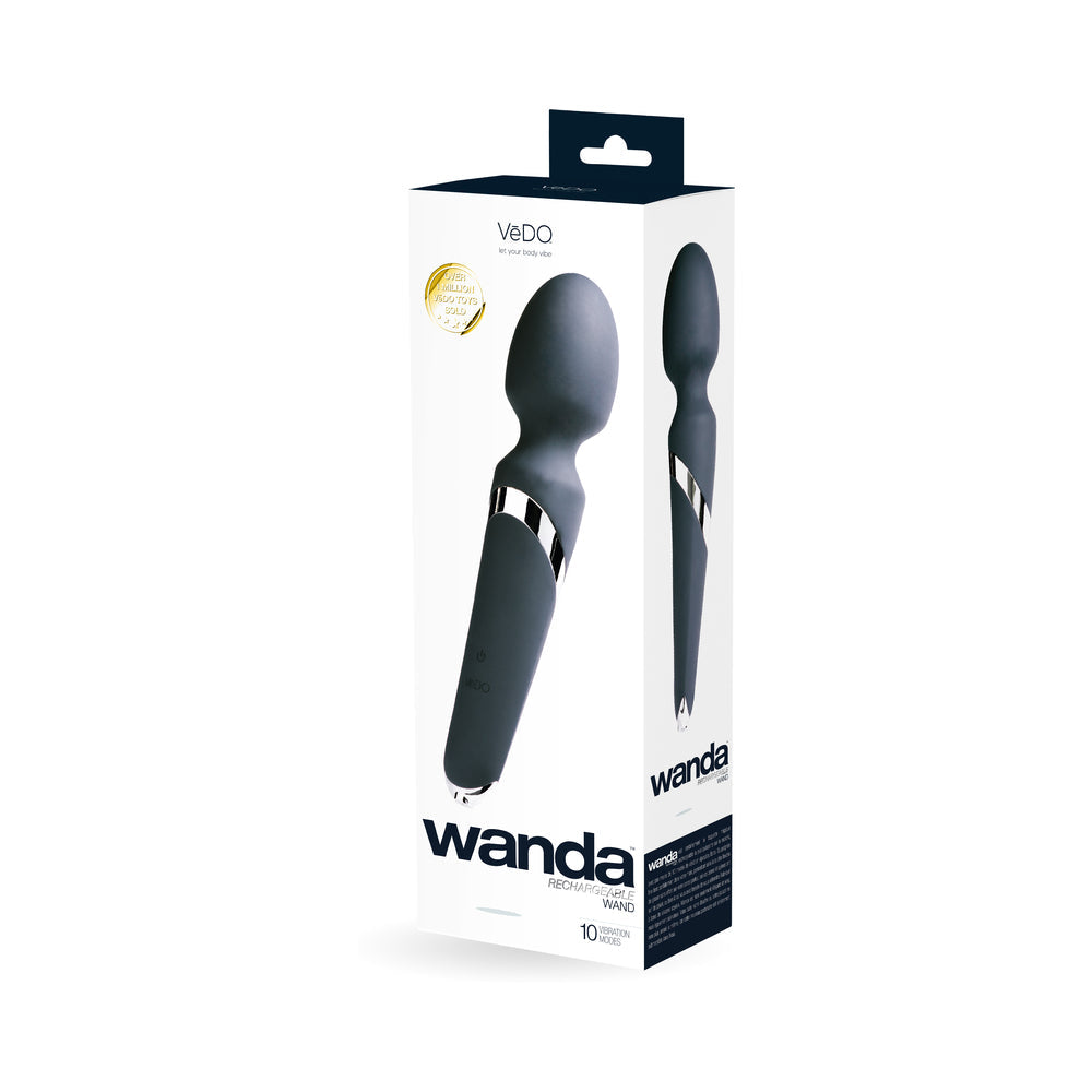 VeDO Wanda Rechargeable Wand Vibe - Just Black - Fantasies Boutique
