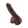King Cock 6 in. Cock With Balls Realistic Suction Cup Dildo Brown - Fantasies Boutique