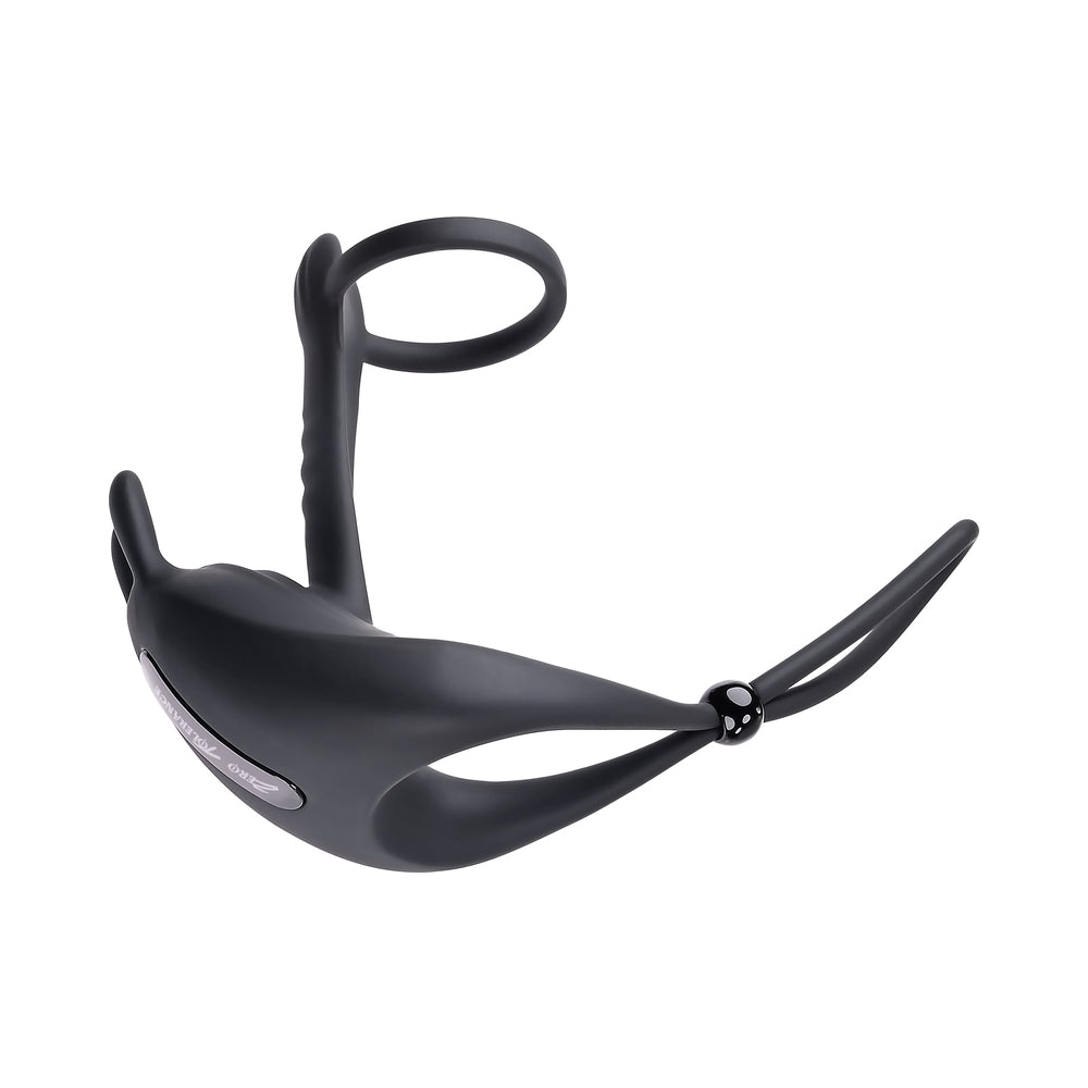 Zero Tolerance Saddle Up Rechargeable Vibrating C-Ring & Girth Enhancer Silicone Black - Fantasies Boutique