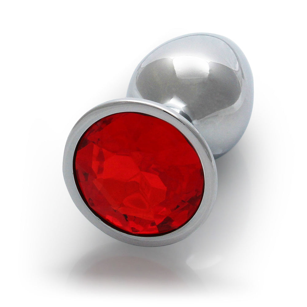 Shots Ouch! Round Gem Butt Plug Small Silver/Ruby Red - Fantasies Boutique