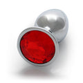 Shots Ouch! Round Gem Butt Plug Small Silver/Ruby Red - Fantasies Boutique