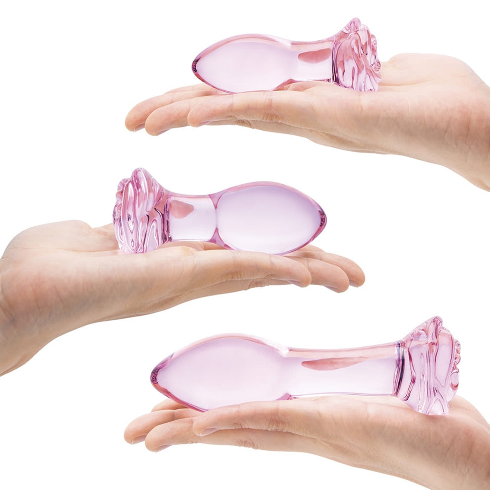 Glas Rosebud 3-Piece Glass Anal Plug Set - Fantasies Boutique