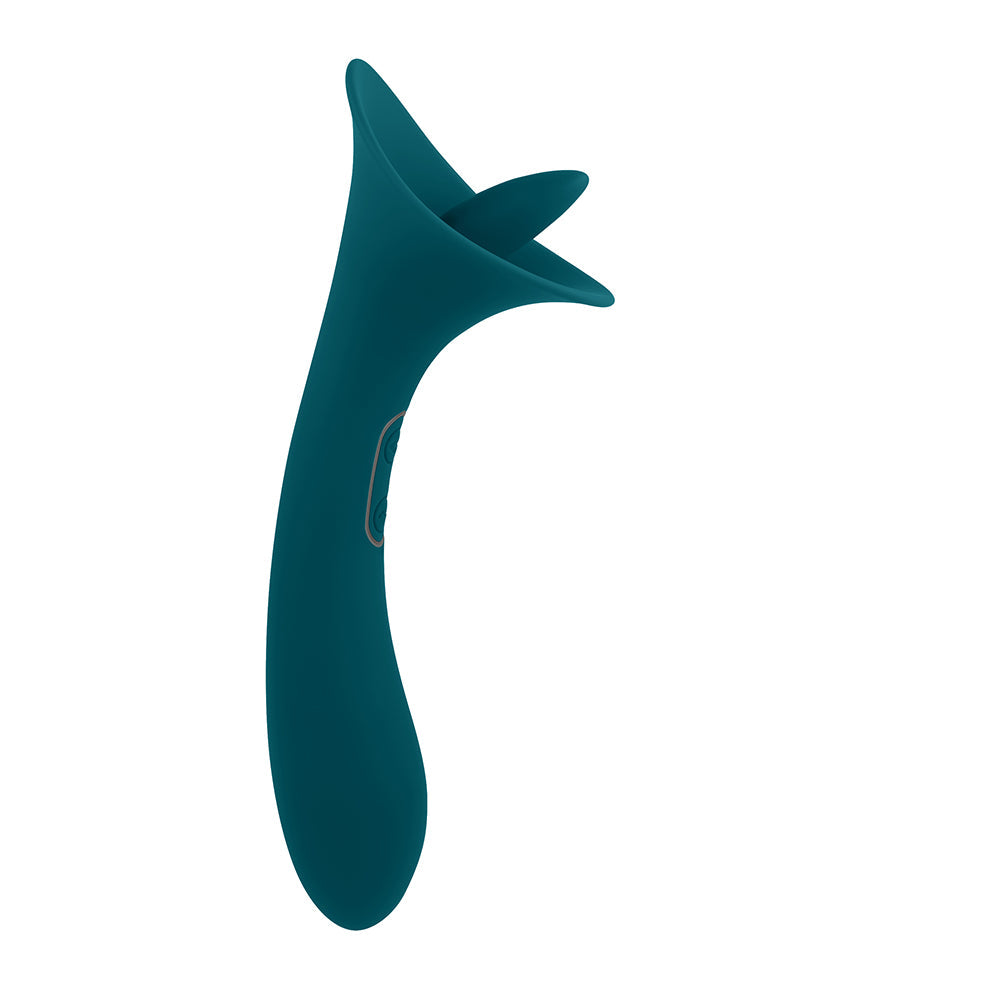 Playboy True Indulgence Rechargeable Dual Ended Silicone Flicking Vibrator Deep Teal - Fantasies Boutique