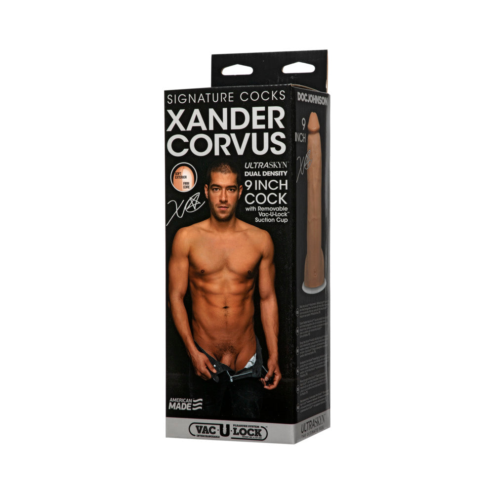 Signature Cocks - Xander Corvus - 9in ULTRASKYNCock w/Removable Vac-U-Lock Suction Cup Vanilla - Fantasies Boutique