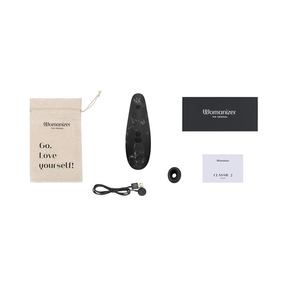 Womanizer x Marilyn Monroe Classic 2 Special Edition Pleasure Air Clitoral Stimulator Black Marble - Fantasies Boutique