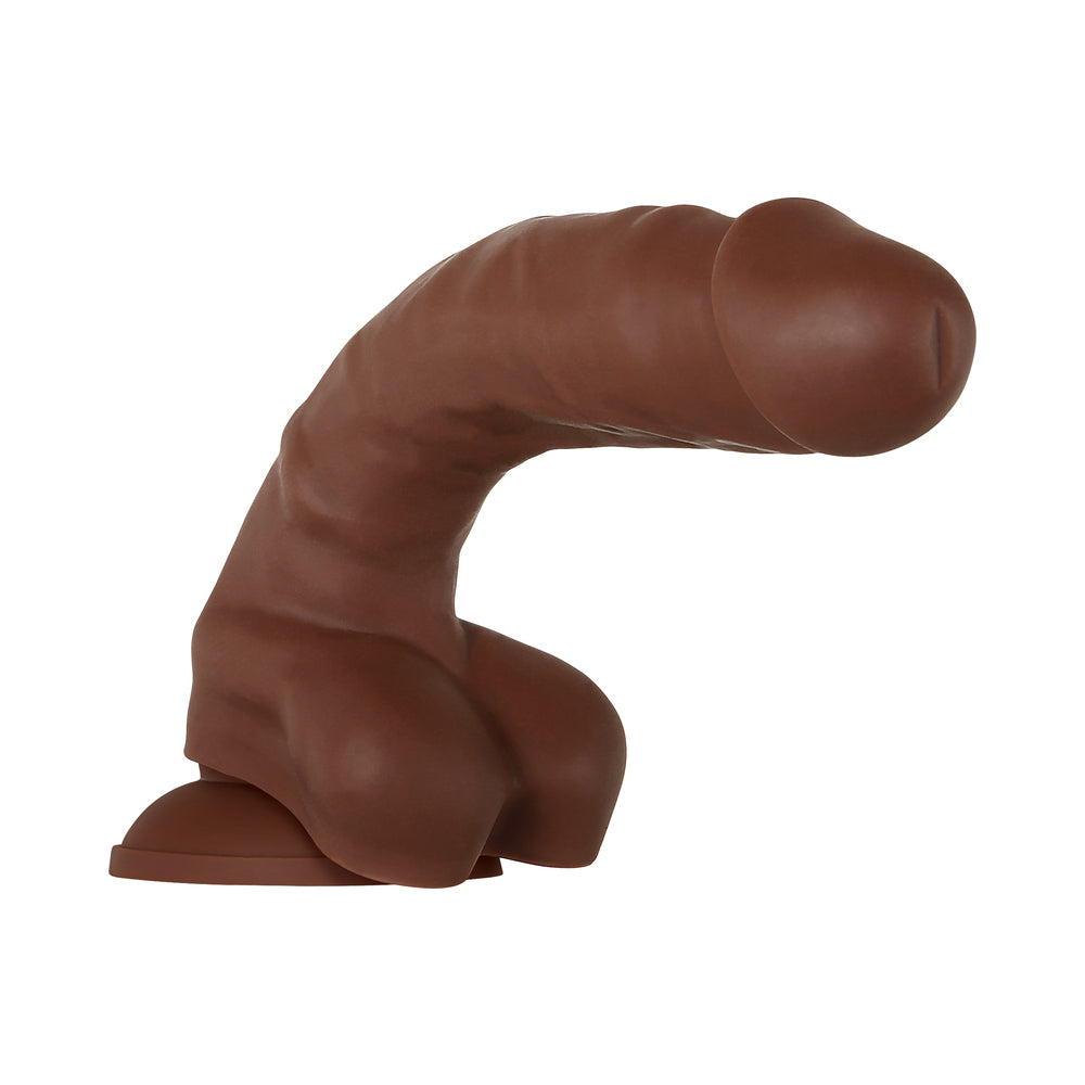 Evolved Real Supple Poseable 8.25 in. Realistic Silicone Dildo With Balls Brown - Fantasies Boutique