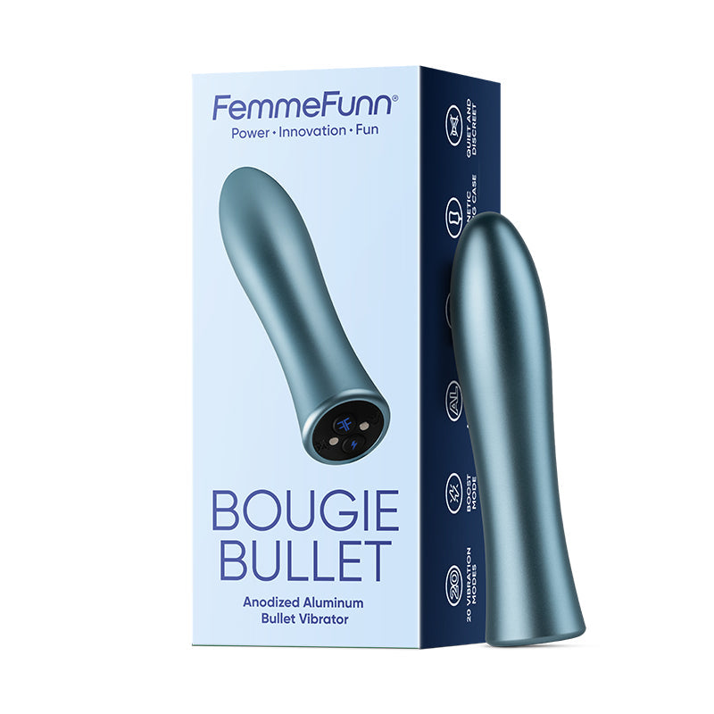 FemmeFunn Bougie Bullet Rechargeable Aluminum Vibrator Light Blue - Fantasies Boutique