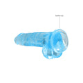RealRock Crystal Clear Realistic 8 in. Dildo With Balls and Suction Cup Blue