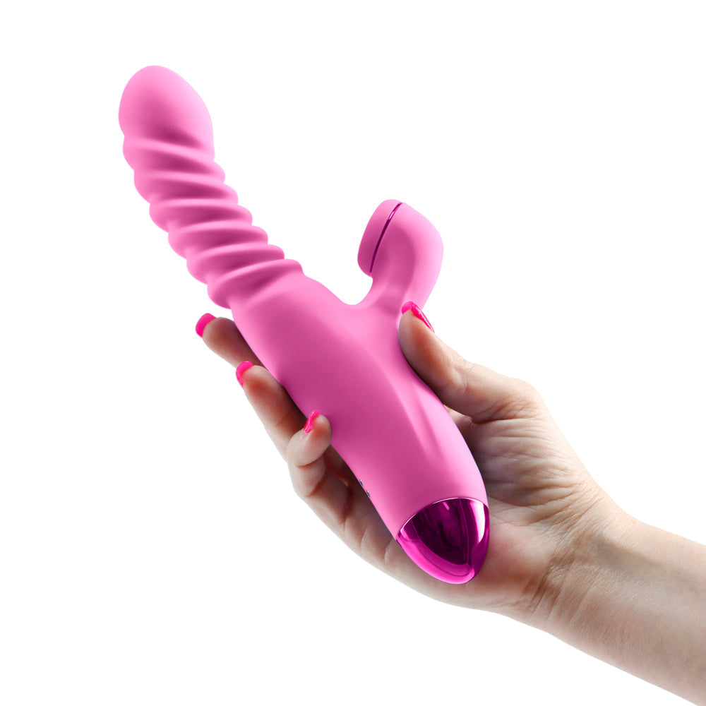 Luxe Nova Rechargeable Thrusting & Throbbing Stimulator Pink - Fantasies Boutique