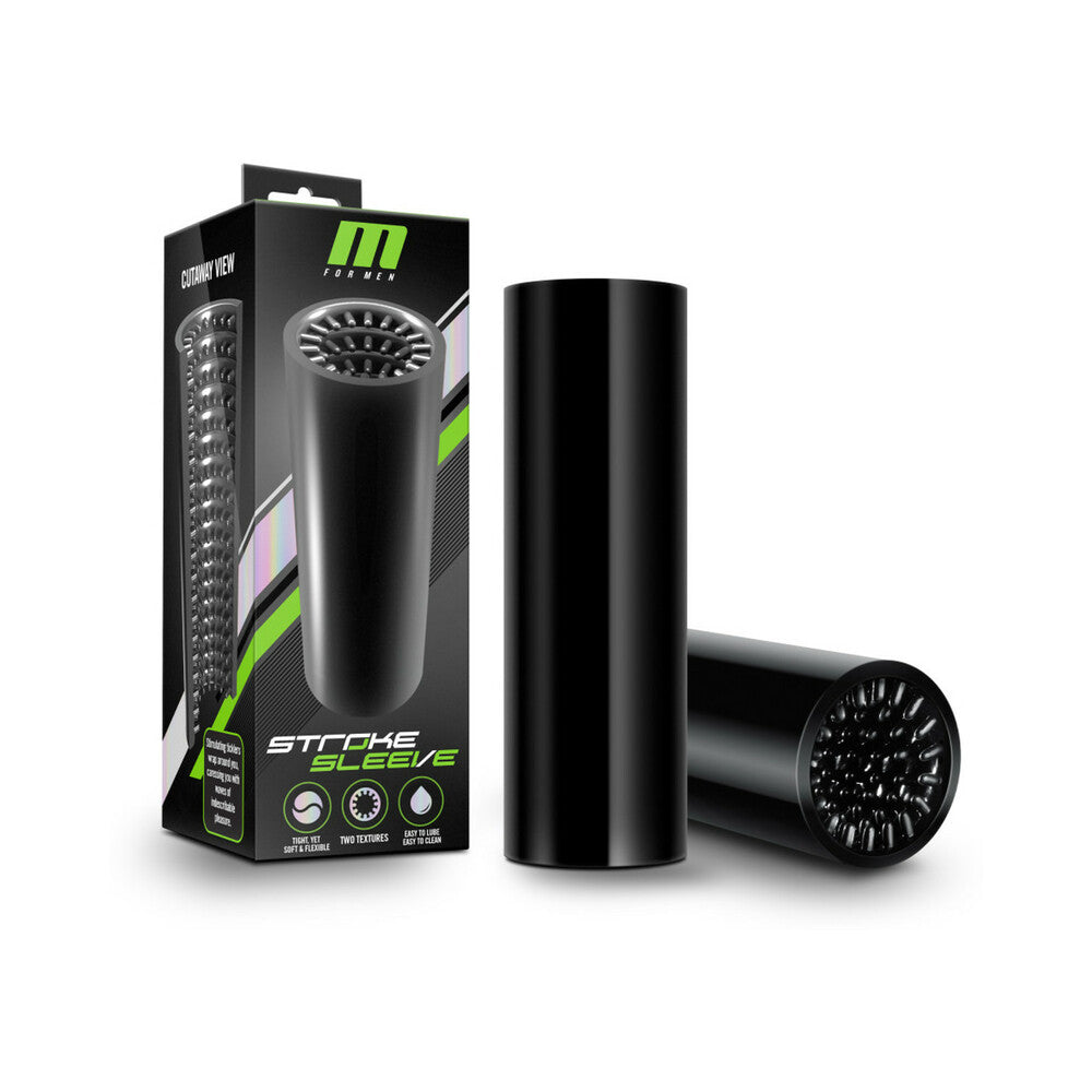 Blush M for Men Stroke Sleeve Reversible Stroker Black - Fantasies Boutique