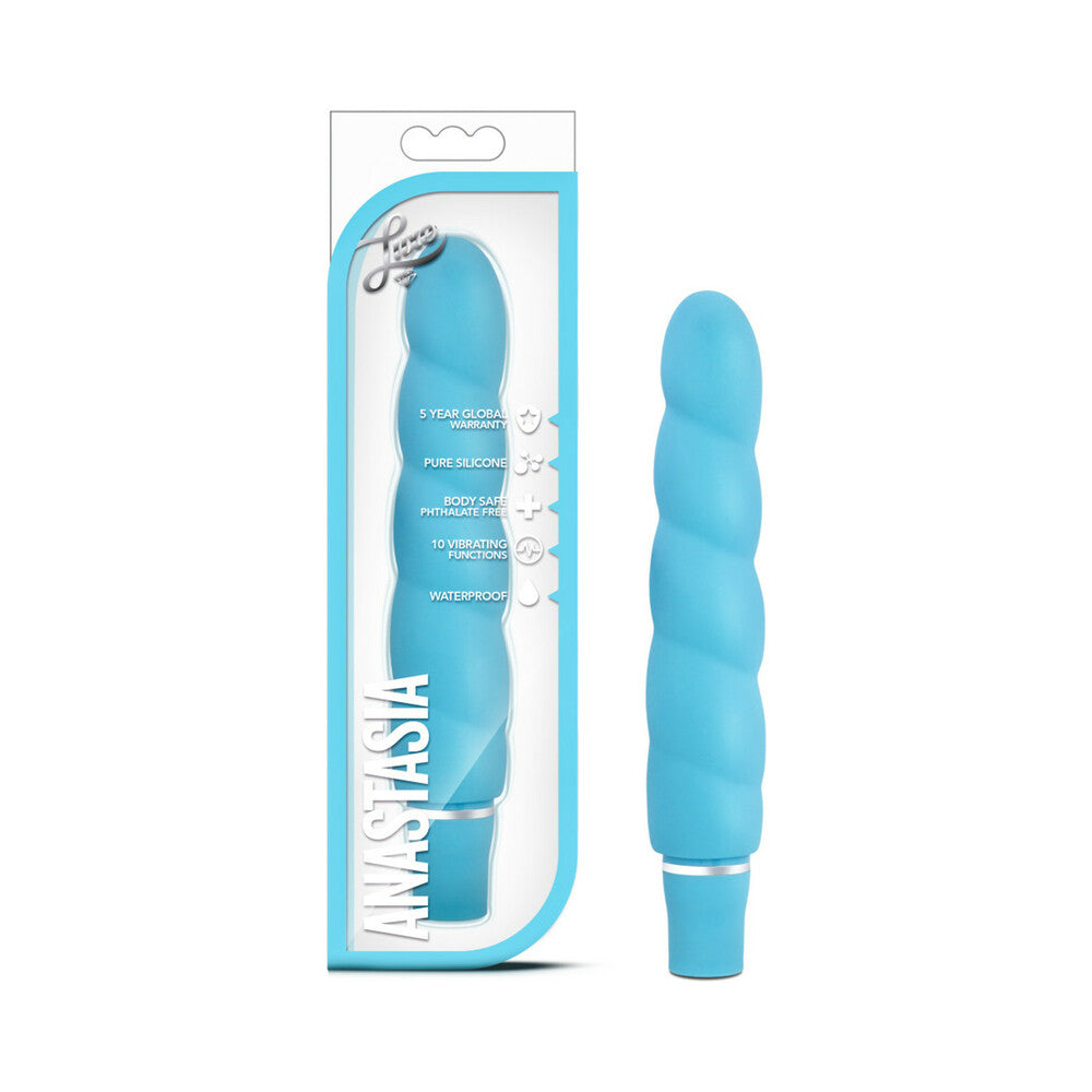 Blush Luxe Anastasia Silicone Slimline Vibrator Aqua - Fantasies Boutique