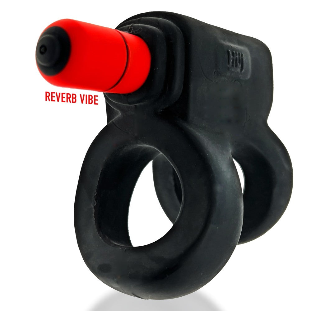 Hunkyjunk Revhammer Cock & Shaft Ring with Bullet Vibrator Tar Ice - Fantasies Boutique