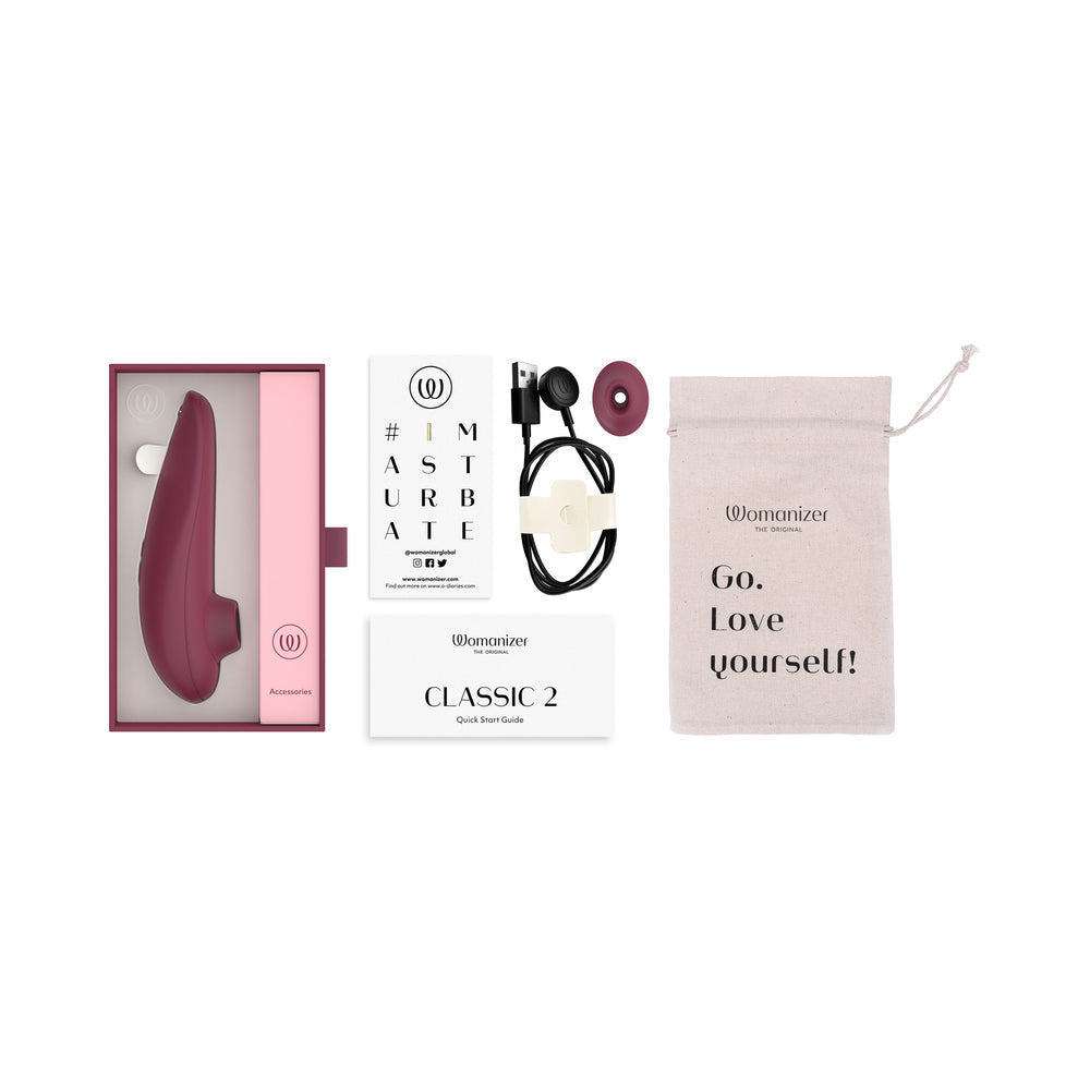 Womanizer Classic 2 Rechargeable Silicone Pleasure Air Clitoral Stimulator Bordeaux - Fantasies Boutique