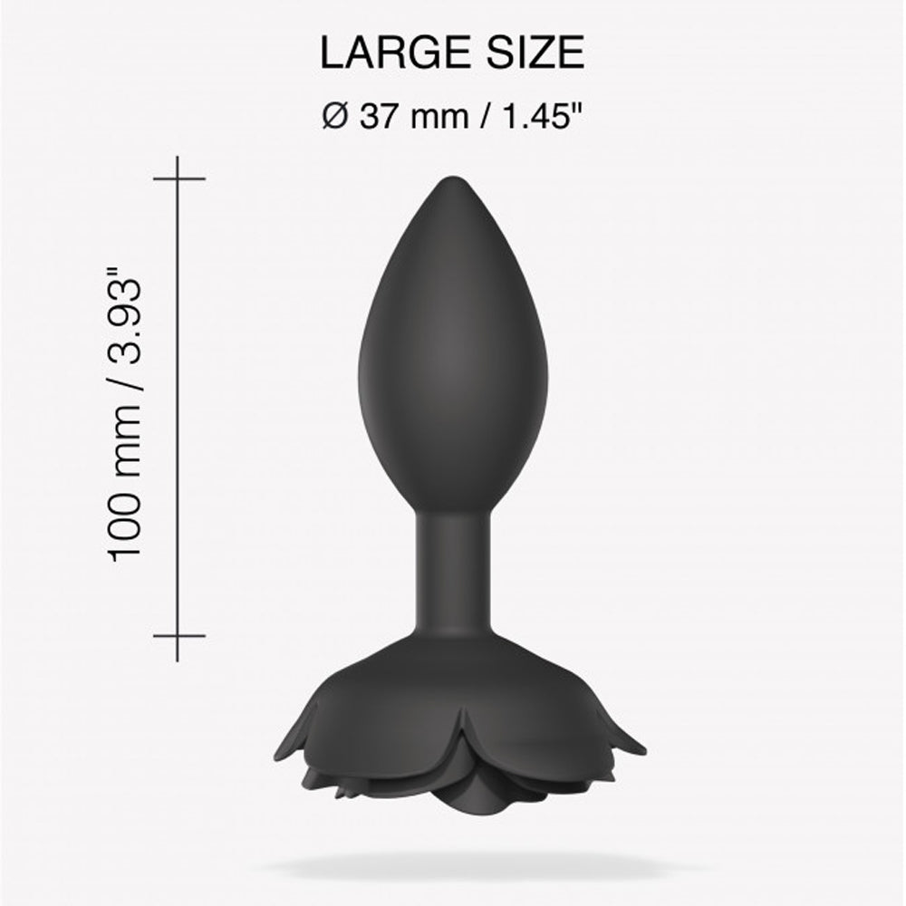 Love to Love Open Roses Silicone Anal Plug Black Onyx L - Fantasies Boutique
