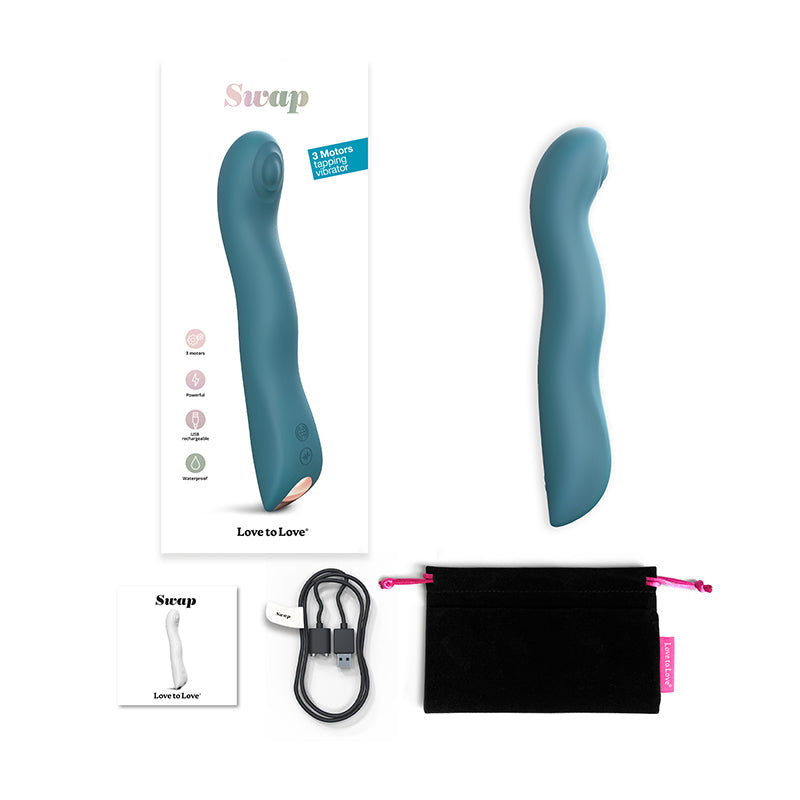 Love To Love Swap Rechargeable Triple Motor Tapping Silicone G-Spot Vibrator Teal Me - Fantasies Boutique