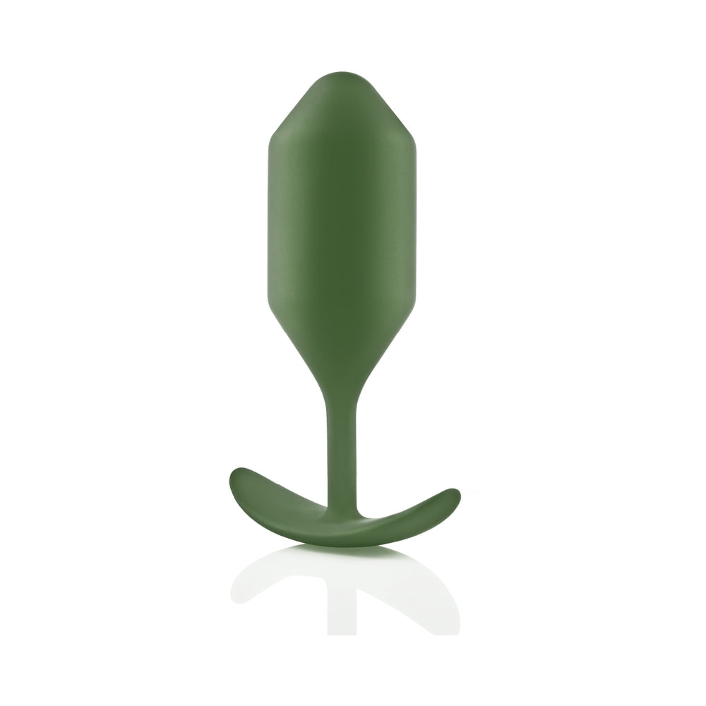 b-Vibe Snug Plug 4 Weighted Silicone Anal Plug Army - Fantasies Boutique