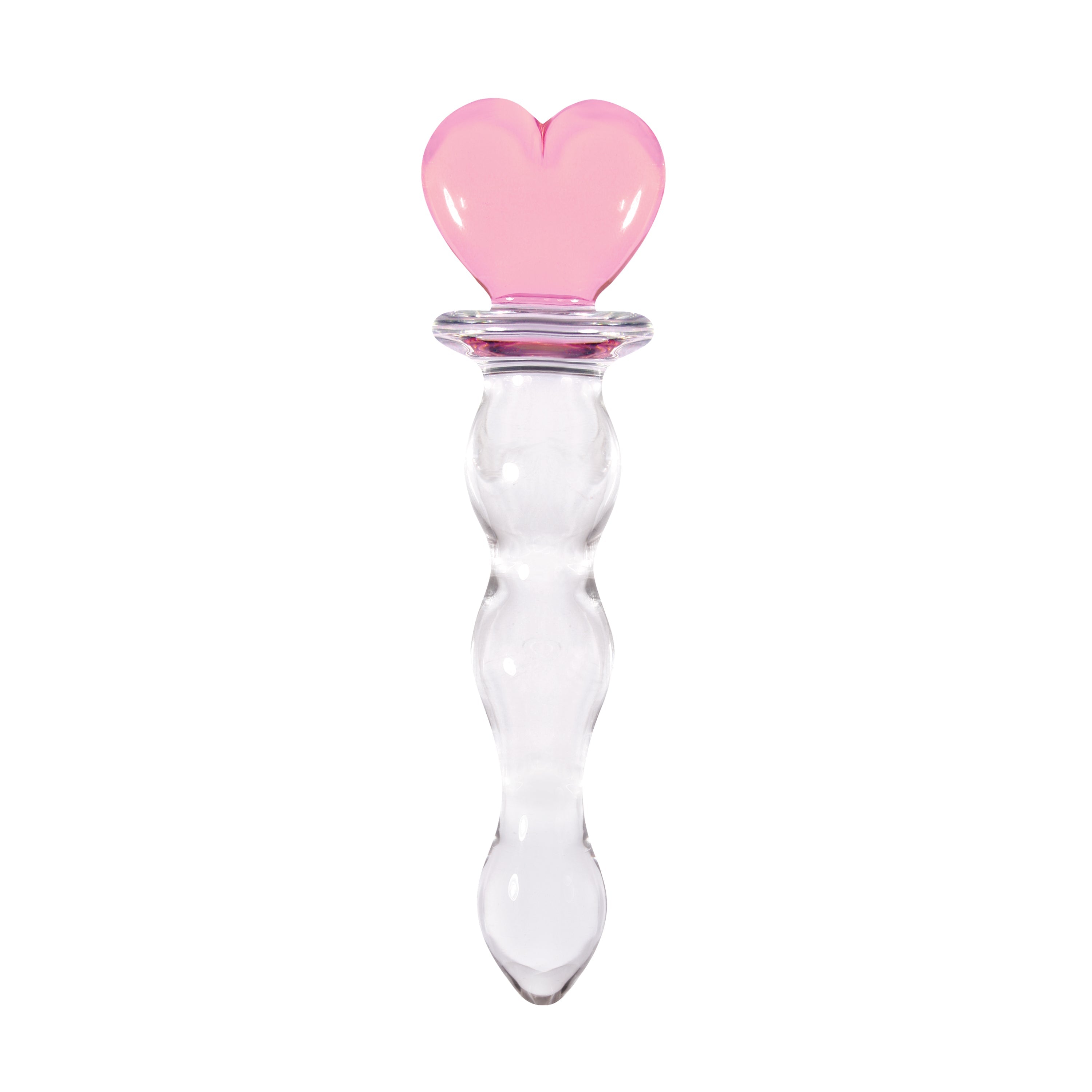 Crystal Heart of Glass 6 in. Glass Dildo Pink/Clear - Fantasies Boutique