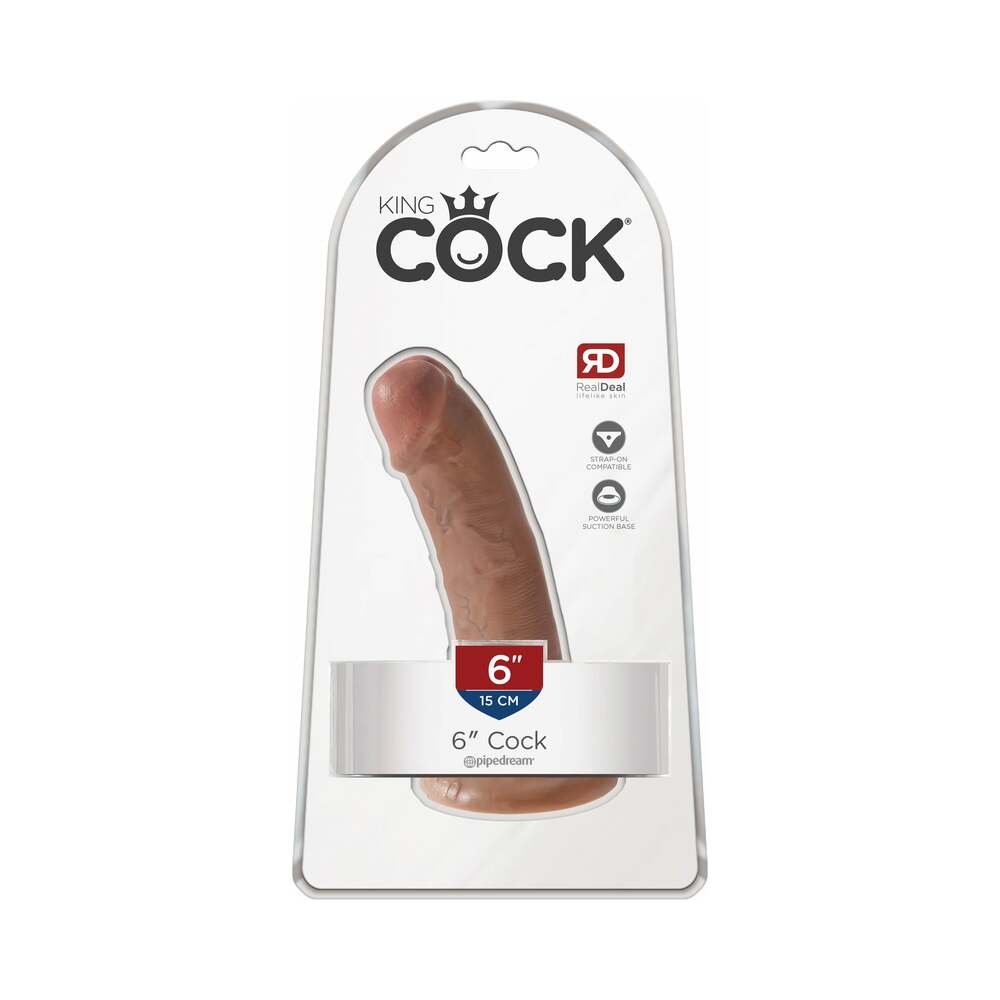 King Cock 6 in. Cock Realistic Dildo With Suction Cup Tan - Fantasies Boutique