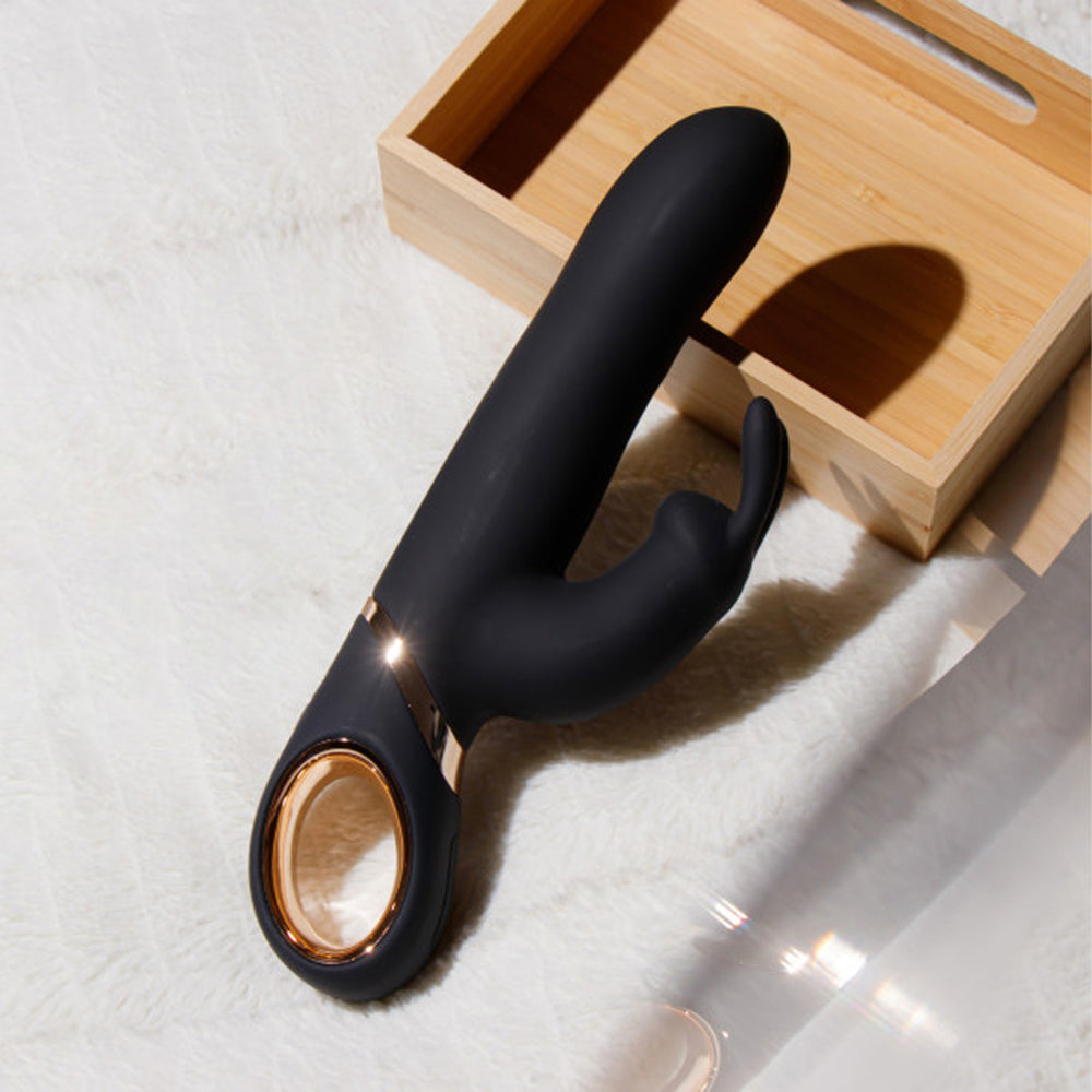 Blush Lush Victoria Rechargeable Silicone Rabbit Vibrator Black - Fantasies Boutique