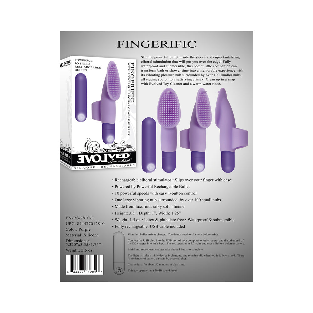Evolved Fingerific Rechargeable Silicone Finger Vibrator Purple - Fantasies Boutique