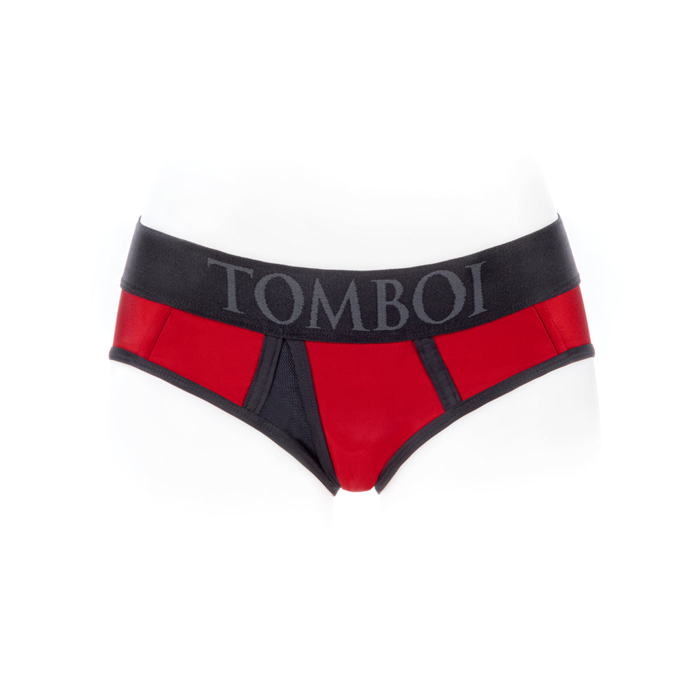 SpareParts Tomboi Cover Brief Style Underwear Harness Nylon Red/Black 4XL
