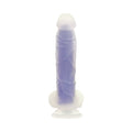 Evolved Luminous Poseable Glow in the Dark 8 in. Dildo With Balls Clear/Purple - Fantasies Boutique