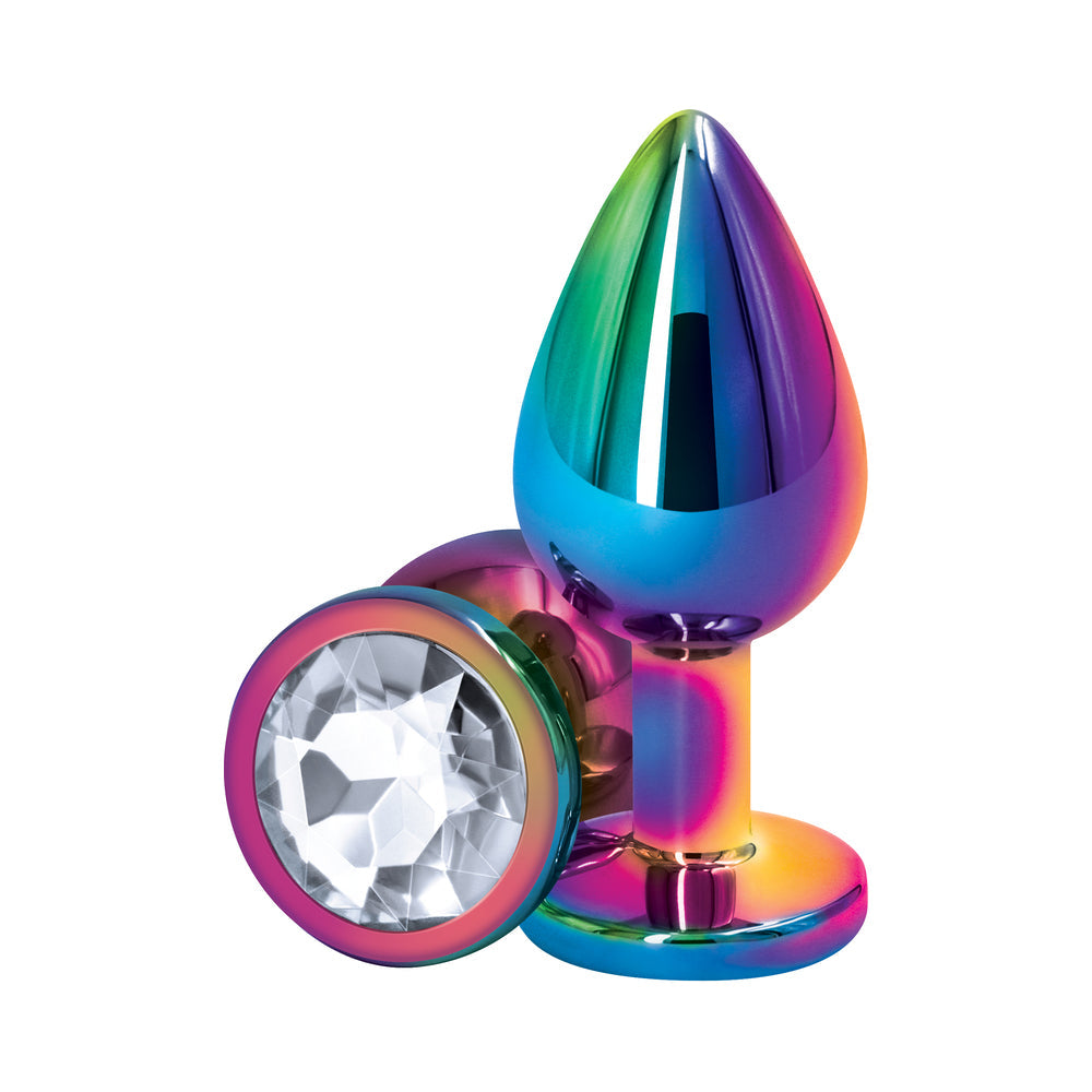 Rear Assets Metal Anal Plug Medium Multicolor/Clear - Fantasies Boutique