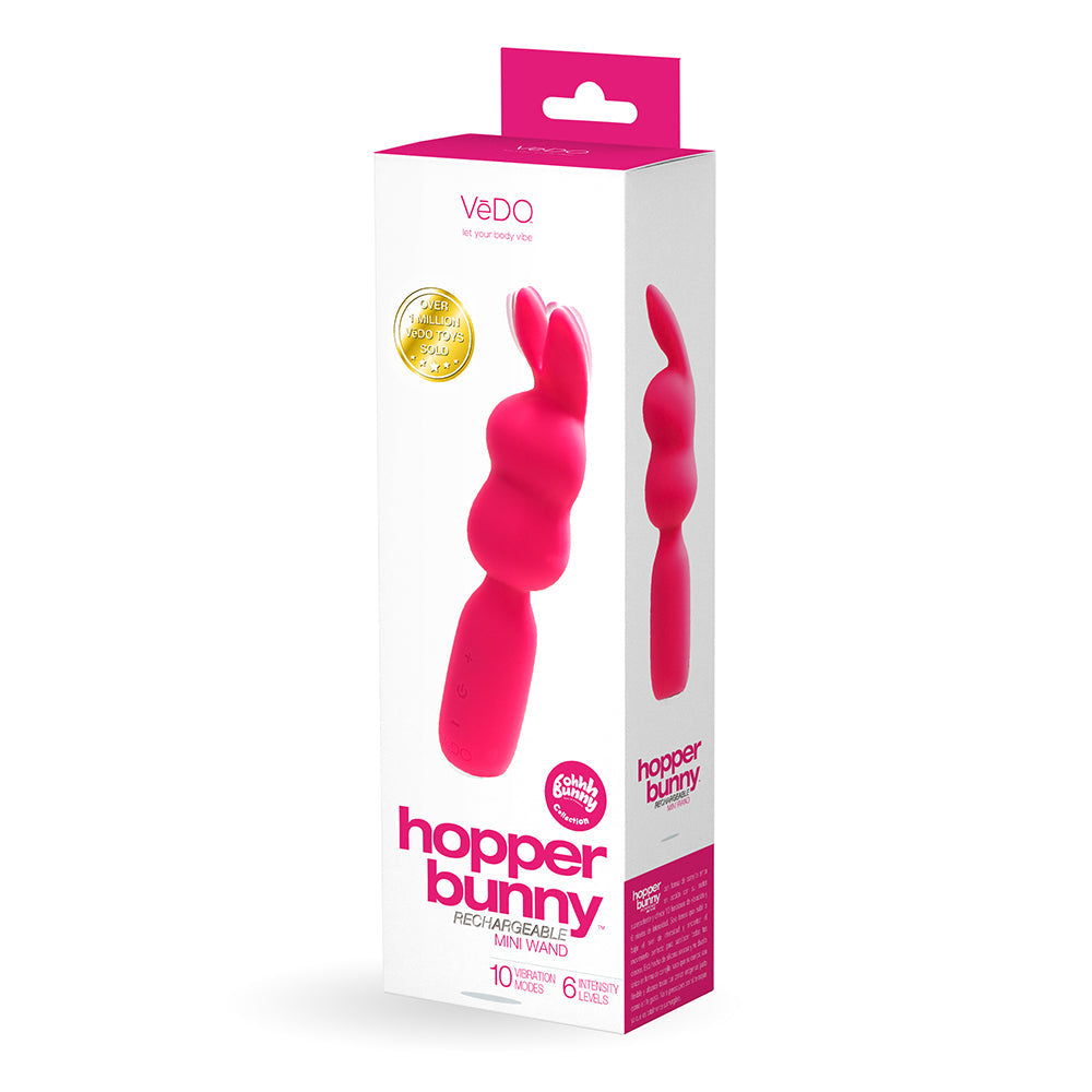 VeDO Hopper Bunny Rechargeable Silicone Mini Wand Vibrator Pink - Fantasies Boutique