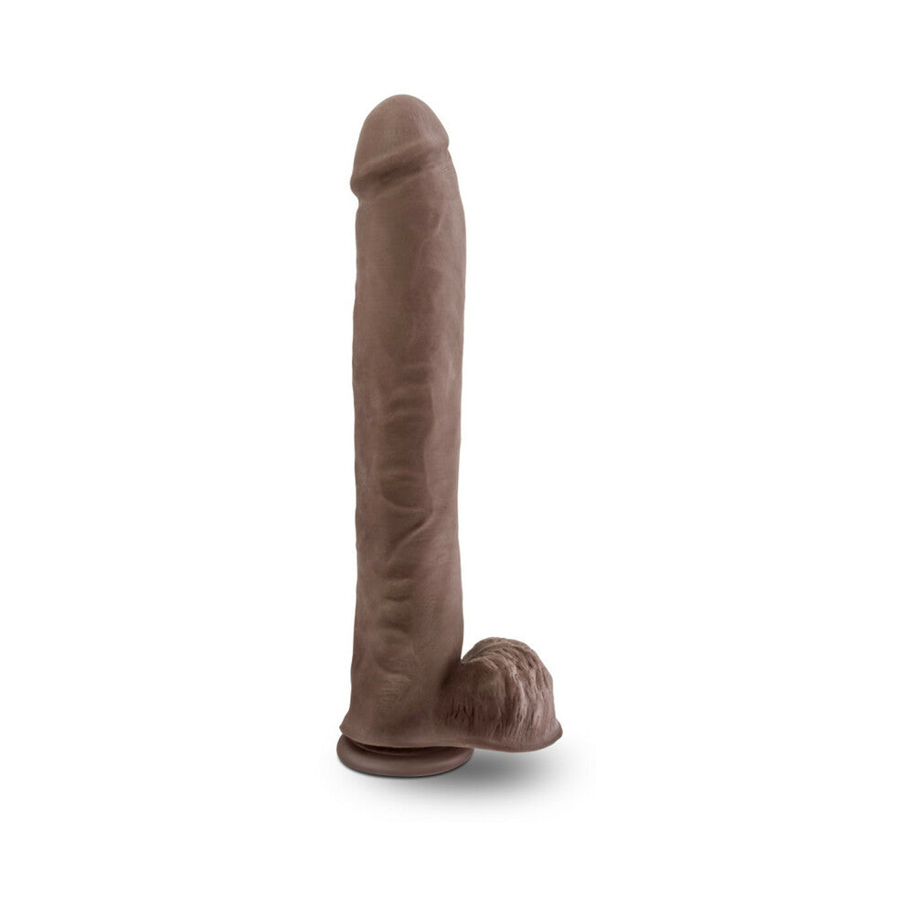 Au Naturel Daddy 14 in. Posable Dual Density Dildo with Balls Brown - Fantasies Boutique