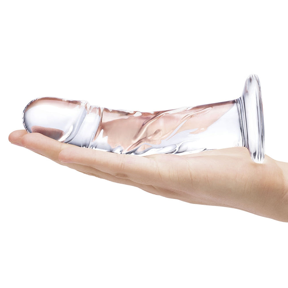 Glas 7 in. Curved Realistic Glass Dildo with Veins - Fantasies Boutique