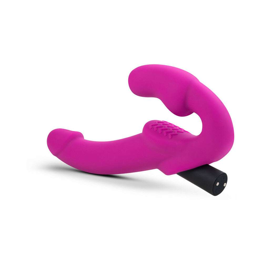Temptasia Estella 9.5 in. Silicone Strapless Strap-On Dildo with Bullet Vibrator Pink - Fantasies Boutique