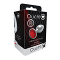 Shots Ouch! Round Gem Butt Plug Small Silver/Ruby Red - Fantasies Boutique