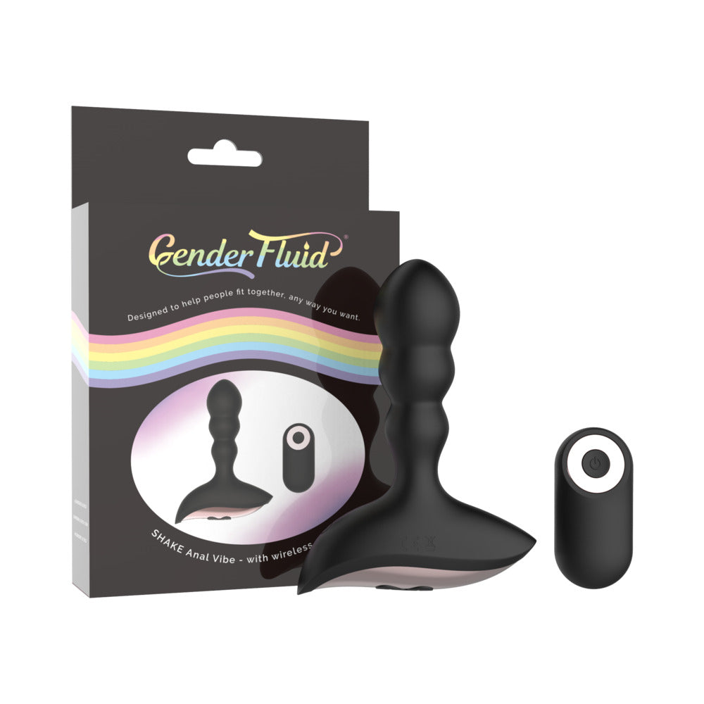Gender Fluid Shake Rechargeable Remote-Controlled Silicone Anal Vibrator Black - Fantasies Boutique